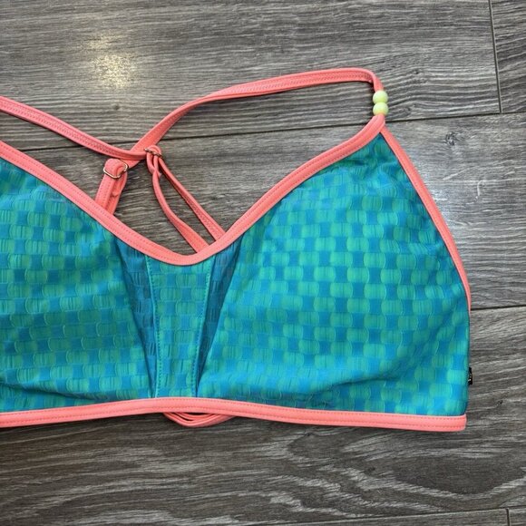 La Vie En Rose Aqua Women's Blue Pink Padded Bikini TOP ONLY Size XL - Picture 2 of 10